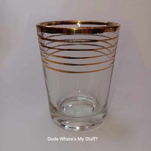 GOLD RIM 4-OUNCE SHOT GLASS - MEASURES 3" x 2" - PARTY TIME - YES 4 OUNCES!!!
